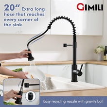 Load image into Gallery viewer, GIMILI Matte Black Touchless Kitchen Faucet Motion Sensor Activated Smart Hands Free Kitchen Faucets with Pull Down Sprayer Single Handle Spring Kitchen Sink Faucet