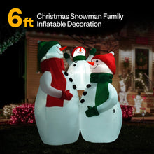 Load image into Gallery viewer, VIVOHOME 6FT Christmas Inflatable Outdoor Decoration, Snowman Family Hug, Navidad Blow Up Yard Decor with Built-in LED Light for Lawn, Garden, Party
