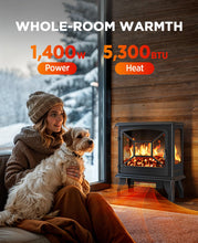 Load image into Gallery viewer, Silonn Electric Fireplace Heater, 5300 BTU Portable Fireplace with App & Remote,24-inch Low Noise Electric Fire Place with 5 Brightness Levels, Temp Control & Timer for Living Room, Bedroom, Black
