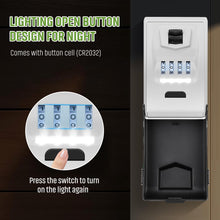 Load image into Gallery viewer, Key Lock Box for Outside with Light Up Dials - Sturdy Waterproof Combination Key Holder Wall Mount Key Storage Box for House Keys - Resettable Code Safe Security Outdoor Key Hiders Large Capacity