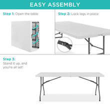 Load image into Gallery viewer, Best Choice Products 6ft Plastic Folding Table, Indoor Outdoor Heavy Duty Portable w/Handle, Lock for Picnic, Party, Camping - White
