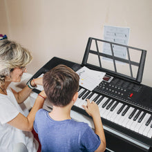 Load image into Gallery viewer, AQNIEGEP 61 Key Keyboard Piano for Beginners Electric Piano Keyboard Music Keyboard w/Stand, Bench, Microphone, Headphones, Piano Bag,Note Stickers,Light Up Keyboard, LED Screen, Dual-Speakers