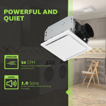 Load image into Gallery viewer, Homewerks 7140-50 Bathroom Fan Ceiling Mount Exhaust Ventilation, 1.0 Sones, 50 CFM, White