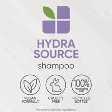 Load image into Gallery viewer, Biolage Hydrasource Salon Shampoo | Hydrates & Moisturizes Dry Hair | Helps Repair Split Ends | Paraben-Free | For Dry Hair | Weightless, Soft Finish | Vegan | Cruelty Free | 33.8 Fl. Oz
