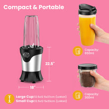 Load image into Gallery viewer, Suavo Smoothie Blender 1100W Portable Personal Blender for Shakes and Smoothies with 2 * 22Oz To-Go Cups & Lids, Includes Portable Coffee Grinder and 10Oz BPA-Free Travel Cup Countertop Mixer Blender