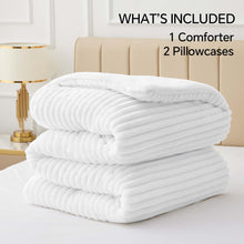 Load image into Gallery viewer, BEDELITE Fleece Queen Comforter Set -Super Soft & Warm Fluffy Bright White Bedding, Luxury Fuzzy Heavy Bed Set for Winter with 2 Pillow Cases