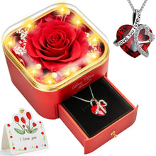 Load image into Gallery viewer, Lebana Preserved Red Real Rose with Heart Necklace -Eternal Flowers Rose Birthday Gifts for Women Wife Mom Girlfriend Grandma Gifts Idea on Christmas Valentines Mothers Day for Her-Red