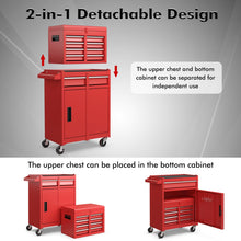 Load image into Gallery viewer, Goplus Rolling Tool Chest, 5-Drawer Tool Box Organizer w/Lockable Wheels & Sliding Drawers & Detachable Top & Adjustable Shelf, Tool Storage Cabinet for Garage Workshop (Red)