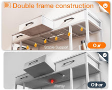 Load image into Gallery viewer, ODK Office Small Computer Desk: Home Table with Fabric Drawers & Storage Shelves, Modern Writing Desk, White, 48"x16"