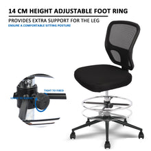 Load image into Gallery viewer, Armless Drafting Chair Tall Office Chair Adjustable Height High Back Ergonomic Desk Chair Drafting Stool Rolling Bar Stools Chairs with Footrest and Wheels