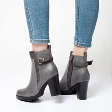 Load image into Gallery viewer, mysoft Women's Ankle Boots Chunky Stacked Heel Zipper Booties