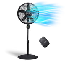 Load image into Gallery viewer, Lasko Oscillating Cyclone Pedestal Fan, Adjustable Height, Timer, Remote Control, 3 Speeds, for Bedroom, Living Room, Home Office, 18", Black, 1843