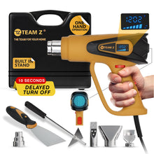 Load image into Gallery viewer, TEAM Z 1800W Premium Heat Gun kit 140°F~1202°F - Heavy Duty Heat Shrink Gun with Single Handed Operation, LCD Display Hot Air Gun with Case, Overload Protection with 6 Nozzles for Crafts