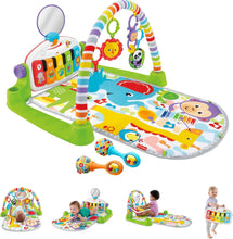 Load image into Gallery viewer, Fisher-Price Baby Playmat Deluxe Kick & Play Piano Gym, Green Musical Learning Toy with 2 Rattle Maracas for Developmental Play Newborns 0+ Months