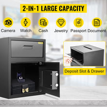 Load image into Gallery viewer, VEVOR Digital Depository Safe 1.7 Cubic Feet Made of Carbon Steel Electronic Code Lock Depository Safe with Deposit Slot with Two Emergency Keys Depository Box for Home Hotel Restaurant and Office