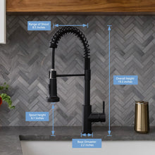 Load image into Gallery viewer, GIMILI Black Kitchen Faucet with Pull Down Sprayer Commercial Single Handle Lever Spring Kitchen Sink Faucet
