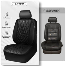 Load image into Gallery viewer, CAR PASS Piping Luxury Faux PU Leather Two Front Car Seat Covers, Waterproof Anti Slip Seat Covers Compatible with Front Seat Armrests,Universal Fit for Suvs,Vans,Trucks, Airbag Compatible(All Black)