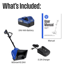 Load image into Gallery viewer, Westinghouse WSnow11S 24V Cordless Snow Shovel 11 Inch Kit, 24V 4Ah Battery, 2.2A Fast Charger, Electric Snow Shovel with 20ft Throwing Distance, plows 75lbs/min