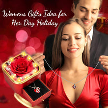 Load image into Gallery viewer, Lebana Preserved Red Real Rose with Heart Necklace -Eternal Flowers Rose Birthday Gifts for Women Wife Mom Girlfriend Grandma Gifts Idea on Christmas Valentines Mothers Day for Her-Red