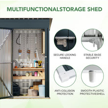 Load image into Gallery viewer, 5x3FT Vertical Outdoor Steel Storage Shed with Floor Frame, Lockable Doors, Compact Metal Tool Shed for Garden, Backyard, Patio, Utility, and Bike Storage