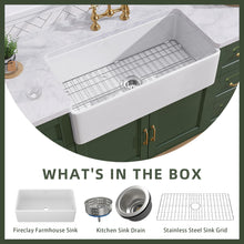 Load image into Gallery viewer, TUKTUK White Farmhouse Sink 33 inch Fireclay Apron Front Single Bowl Kitchen Sink Deep Drop In Farm Sink Undermount with Modern Style Luxury Accessory Kit