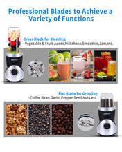 Load image into Gallery viewer, Amateys Personal Blender for Shakes and Smoothies,Professional Kitchen Blender with Blending & Grinding Blades, Portable Coffee Grinder with 24/10 OZ Travel Bottles, Adjustable Speeds Juice Blender