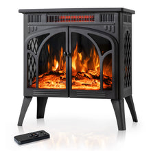 Load image into Gallery viewer, Electactic 24Inch Electric Fireplace Stove , Free-Standing Infrared Fireplace Stove, Controllable 3D Flame, 4 Variable Flame&Log Colors, 1500w, 5100BTU, Black (S230B-BLACK), 23.5"L X 10.7"W X 24.3"H