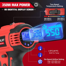 Load image into Gallery viewer, Cordless Heat Gun for Milwaukee 18V Battery, LIVOWALNY 18V 350W 122℉~1202℉ (50℃-550℃) Variable Temperature Control Hot Air Gun with LCD Digital Display for Shrink Tubing, Crafts (No Battery)