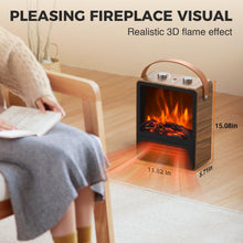 Load image into Gallery viewer, Electric Fireplace Heater for Indoor Use, 1500W/750W Space Heater Fireplace with 3D LED Flame, Double Safety Protection, Portable Fireplace Heater for Home Office Christmas Decoration