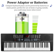 Load image into Gallery viewer, Vangoa 61-Key Light-Up Keyboard Piano for Beginners, 350 Tones & Timbres, 3 Teaching Modes, With Microphone, Black