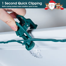 Load image into Gallery viewer, C9 LED Christmas Lights Outdoor, 66 Feet 100 LED Strawberry String Lights with 100 Spring Clamps, Waterproof Commercial Grade Extendable for Outside Roofline Patio Home Xmas Decoration, Pure White