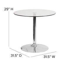 Load image into Gallery viewer, Flash Furniture Hills 31.5'' Round Glass Dining Table with 29''H Chrome Base, Decorative Narrow Round Tempered Glass Cocktail Table, Clear/Silver