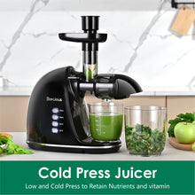 Load image into Gallery viewer, Slow Masticating Juicer,Brecious Cold Press Juicer with 2 Speed Modes & Quiet Motor,Juicer Machines Vegetable and Fruit with Reverse Function,Celery Juicer,BPA-Free,Easy to Clean (Black)