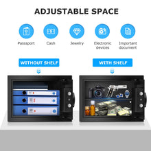 Load image into Gallery viewer, Bonsaii Safe, 0.6 Cubic Safe Box with Electronic Keypad, Removable Shelf, for Valuables Jewelry and Documents in Home, Hotel, or Business, 9.84"D x 13.78"W x 9.84"H