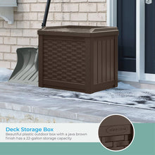 Load image into Gallery viewer, Suncast 22 Gallon Small Resin Storage Seat, Java, SSW600J