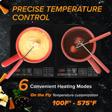 Load image into Gallery viewer, Nuwave Double Cooktop Induction Countertop Burner, Portable, 900 & 1800W, 100°F to 575°F, Large 8” Heating Coil, 50 Pre-Programmed Settings, Shatter-Proof Ceramic Glass, Built-In Safety Auto Shut Off