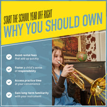 Load image into Gallery viewer, Mendini By Cecilio Bb Trumpet - Trumpets for Beginner or Advanced Student w/Case, Cloth, Oil, Gloves - Brass Musical Instruments For Kids & Adults