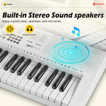 Load image into Gallery viewer, Vangoa Piano Keyboard for Beginners, VGK6101 61 Key Learning Keyboard Piano w/Lighted Keys, Electric Piano Keyboard with 600 Voices & 50 Demos, Stand/Microphone, USB, Record, Split for Students