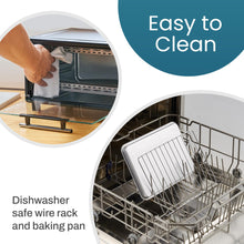 Load image into Gallery viewer, Elite Gourmet ETO490 9L/4 Slice Countertop Toaster Oven with 30-Minute Timer, Adjustable Temperature Control, Includes Baking Pan and Wire Rack, Bake, Broil, Toast, Black