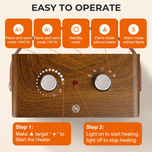 Load image into Gallery viewer, Electric Fireplace Heater for Indoor Use, 1500W/750W Space Heater Fireplace with 3D LED Flame, Double Safety Protection, Portable Fireplace Heater for Home Office Christmas Decoration