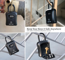 Load image into Gallery viewer, Iron Lock® - Key Lock Box Portable and Wall Mounted with Removable Shackle Indoor Outdoor Waterproof 4 Digit Combination with Resettable Code with A B Switch Key Lockbox for Outside Hold 5 Spare Keys