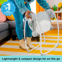 Load image into Gallery viewer, Bright Starts Portable Automatic 6-Speed Baby Swing with Adaptable Speed, Taggies, Music, Removable-Toy-Bar, 0-9 Months 6-20 lbs (Whimsical Wild)