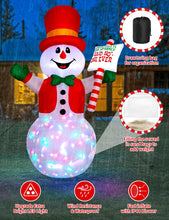 Load image into Gallery viewer, 8ft Christmas Inflatable Outdoor Decoration Snowman, Gentleman Snowman Holding Sign Welcoming Guest, Built-in Rotating Disco Light, Blow Up Outside Decor for Xmas Holiday Lawn Yard Garden