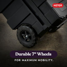 Load image into Gallery viewer, Keter Masterloader Resin Rolling Tool Box with Locking System and Removable Bins – Perfect Organization and Storage Chest for Power Drill, Tape Measure, and Screwdriver Set, Black