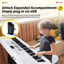 Load image into Gallery viewer, Vangoa Piano Keyboard for Beginners, VGK6101 61 Key Learning Keyboard Piano w/Lighted Keys, Electric Piano Keyboard with 600 Voices & 50 Demos, Stand/Microphone, USB, Record, Split for Students