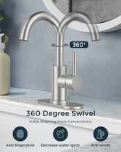 Load image into Gallery viewer, FORIOUS Wet Bar Sink Faucet Single Hole Bathroom Faucet, Brushed Nickel Bathroom Faucet 1 or 3 Hole, Bathroom Sink Faucet with 360° Swivel Spout, Single Handle Bathroom Faucet Small Kitchen Bar Faucet