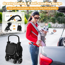 Load image into Gallery viewer, BABY JOY Lightweight Baby Stroller, Compact Travel Stroller for Airplane, Infant Toddler Stroller w/Adjustable Backrest & Canopy, Storage Basket, Self Standing Gravity Fold, Aluminium Frame (Black)