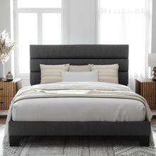 Load image into Gallery viewer, Allewie Queen Size Platform Bed Frame with Fabric Upholstered Headboard and Wooden Slats Support, Fully Upholstered Mattress Foundation/No Box Spring Needed/Easy Assembly, Dark Grey