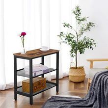 Load image into Gallery viewer, HOOBRO End Table, 3-Tier Narrow Side Table, Nightstand with 2 Flat or Slant Adjustable Shelves for Small Spaces, Hallway, Living Room, Bedroom, Sturdy, Easy Assembly, Rustic Brown and Black BF23BZ01G1