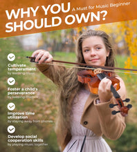 Load image into Gallery viewer, Vangoa Violin 4/4 Full Size Set Fiddle, Handcrafted Starter Acoustic Violins Kit with Solid Wood Side Board, Lightweight Hard Case for Beginners, Teens, Child, Kids Age 12+, Adults, Right Handed